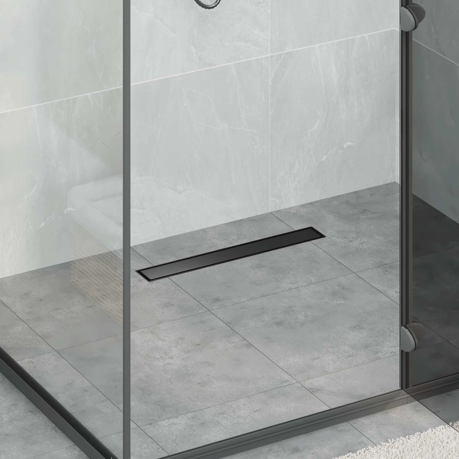 2 u 1 odvod za tuš Crna 50 cm Nehrđajući čelik 304