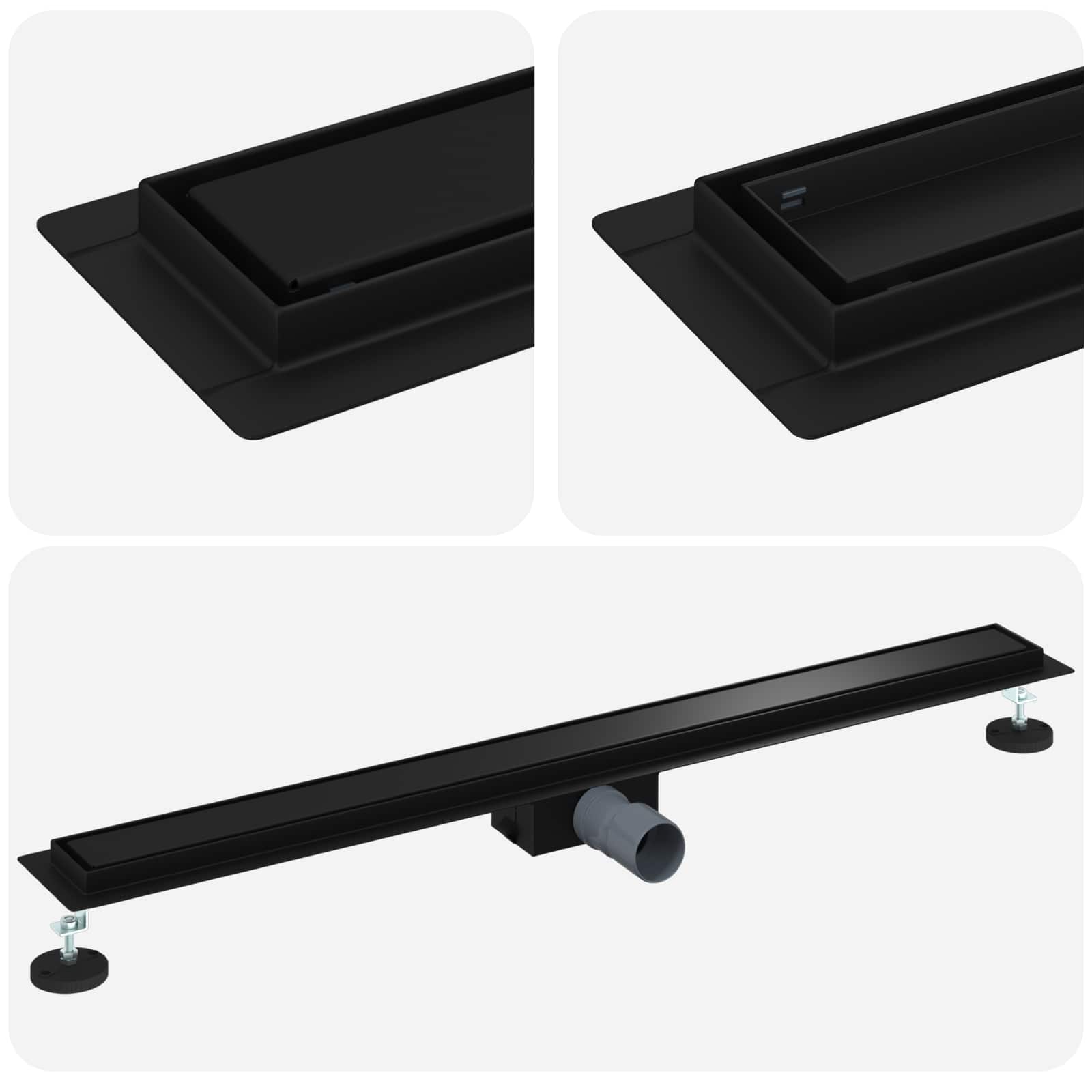 2 u 1 odvod za tuš Crna 90 cm Nehrđajući čelik 304