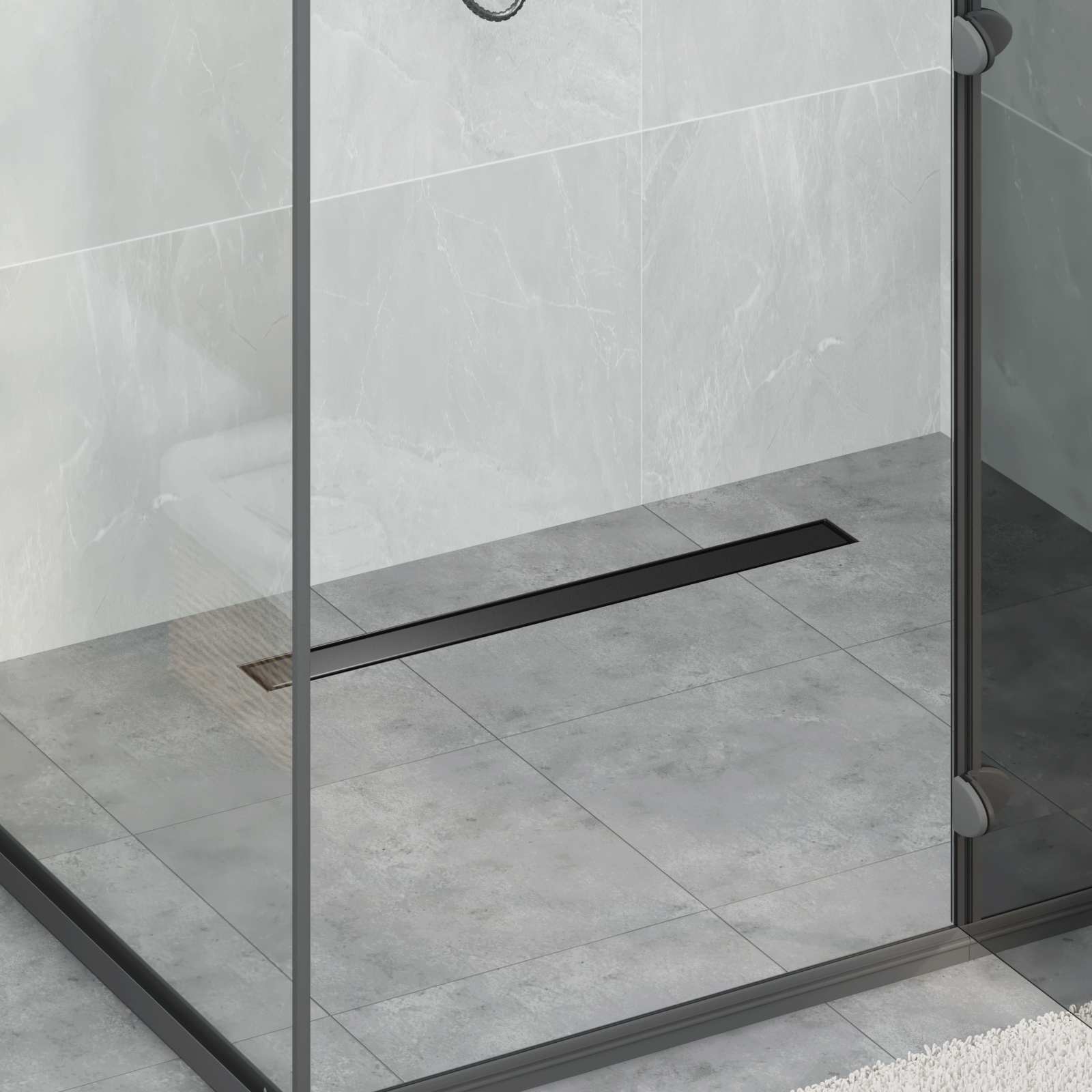 2 u 1 odvod za tuš Crna 80 cm Nehrđajući čelik 304