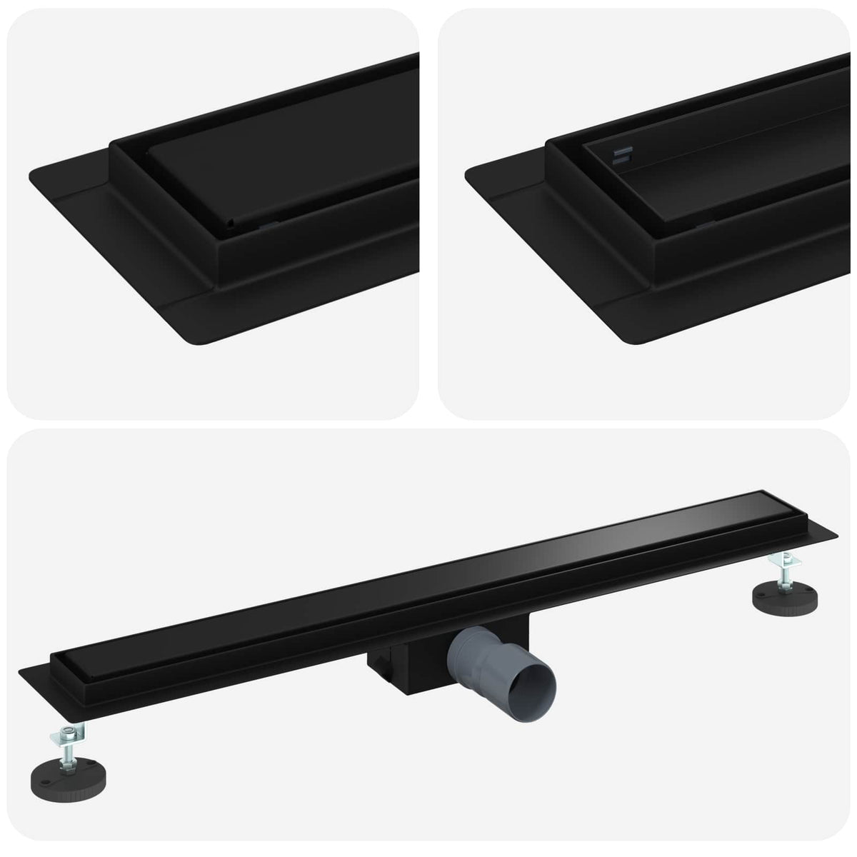 2 u 1 odvod za tuš Crna 80 cm Nehrđajući čelik 304