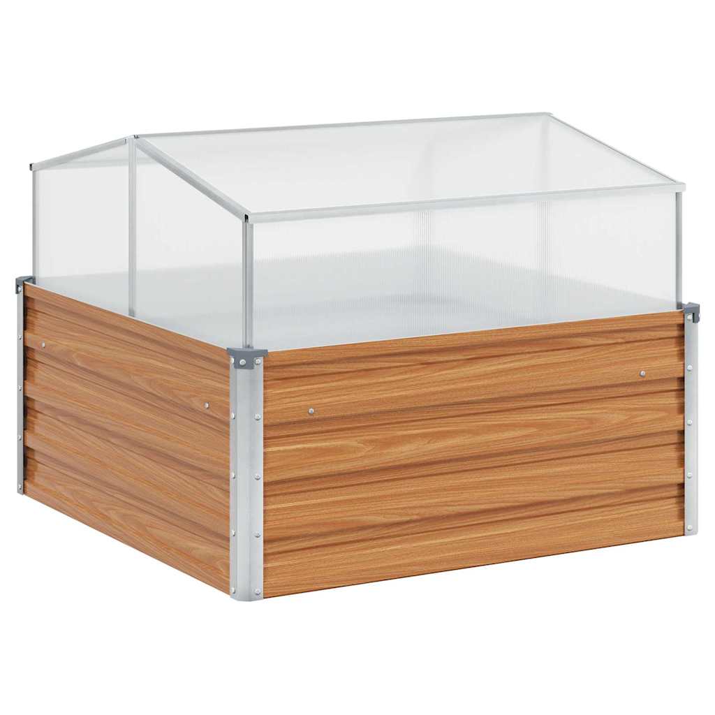 Vrtni saksija s staklenikom Svijetlosmeđa 100 x 100 x 77 cm