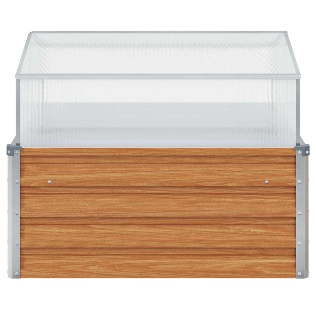 Vrtni saksija s staklenikom Svijetlosmeđa 100 x 100 x 77 cm