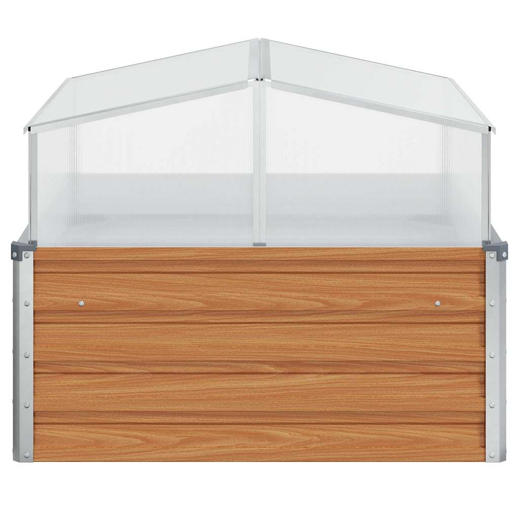 Vrtni saksija s staklenikom Svijetlosmeđa 100 x 100 x 77 cm