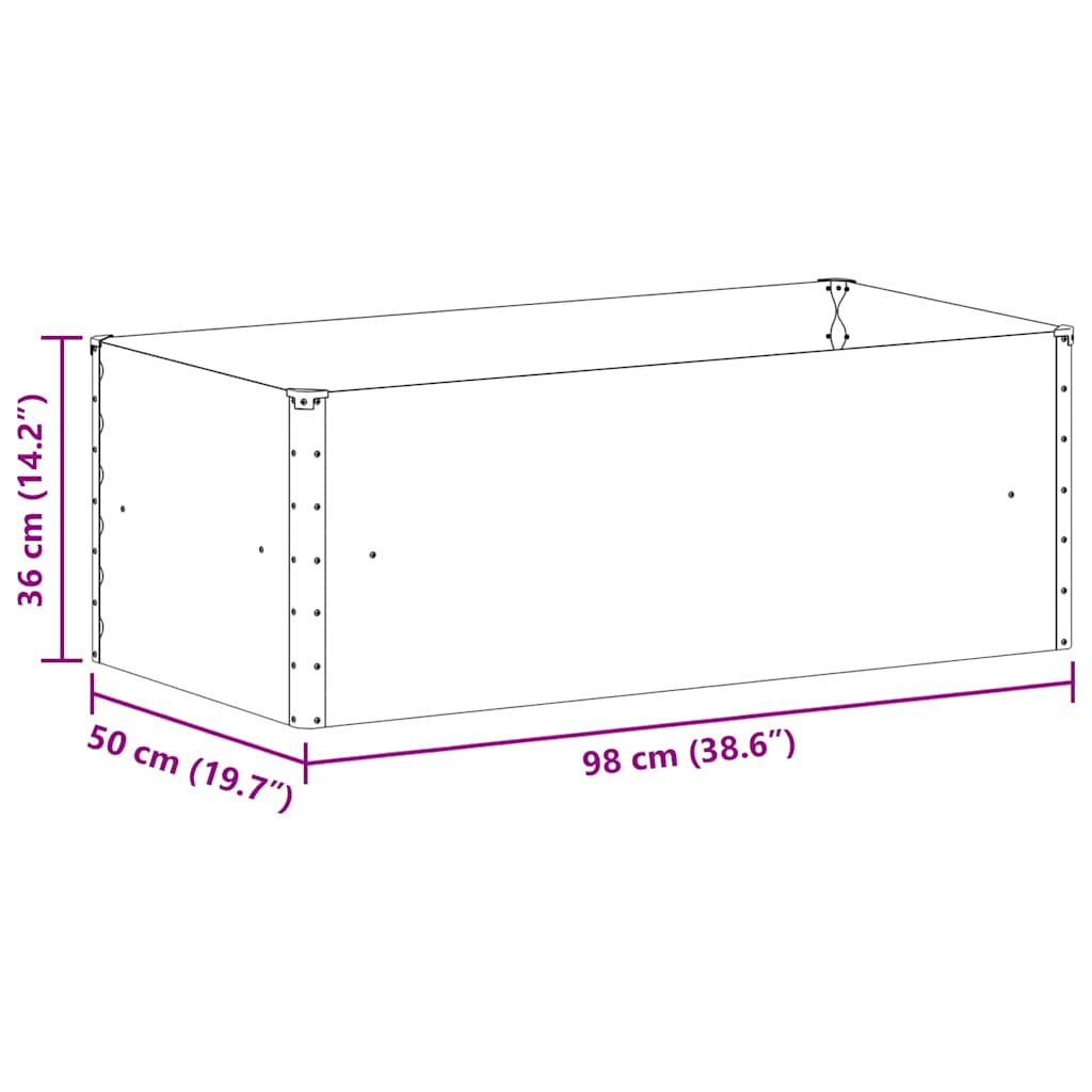 Povišena vrtna gredica 98 x 50 x 36 cm Cinkani čelik