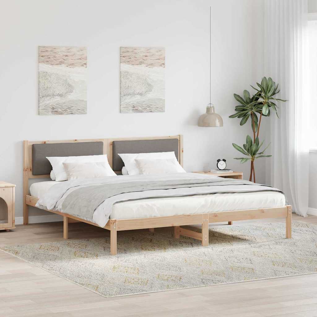 Krevetna konstrukcija s uzglavljem Sivo-smeđa 200 x 200 cm