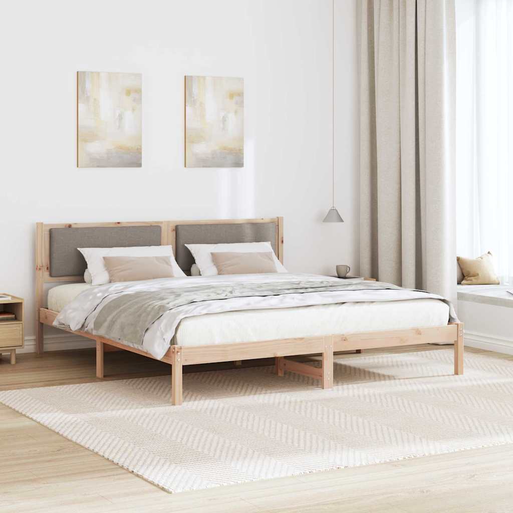 Krevetna konstrukcija s uzglavljem Sivo-smeđa 200 x 200 cm