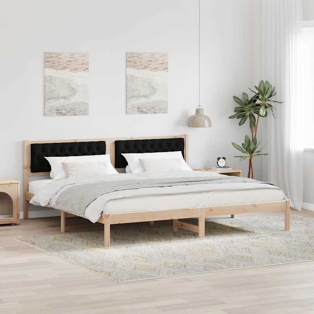 Krevetna konstrukcija Crna 200 x 200 cm Čvrsto borovo drvo