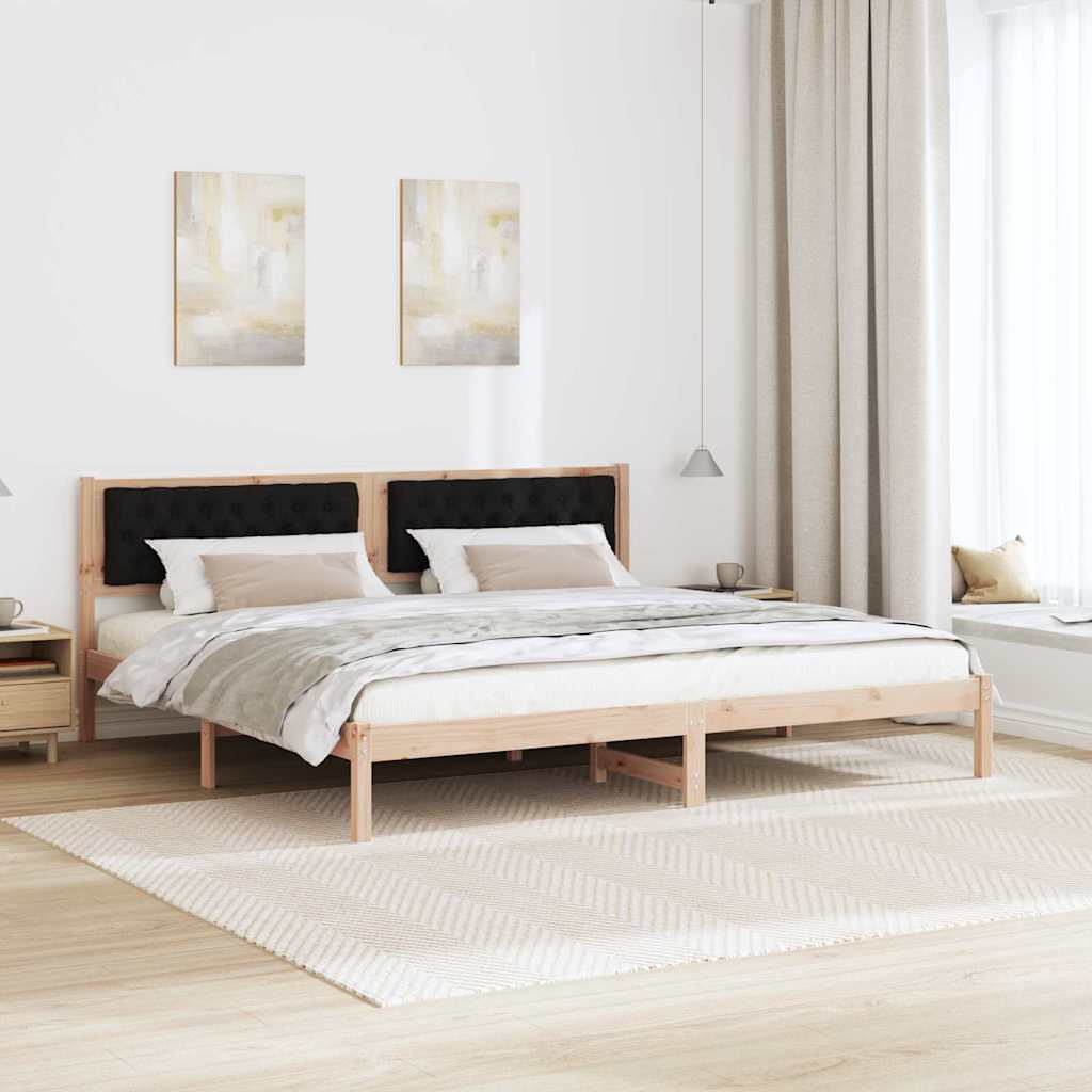 Krevetna konstrukcija Crna 200 x 200 cm Čvrsto borovo drvo