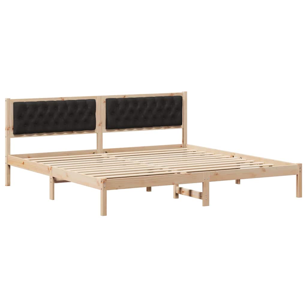 Krevetna konstrukcija Crna 200 x 200 cm Čvrsto borovo drvo