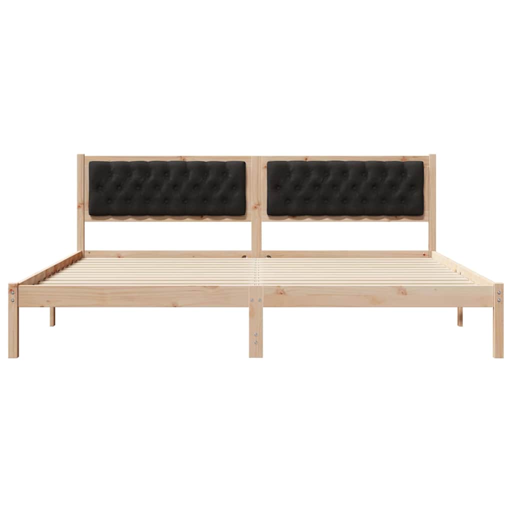 Krevetna konstrukcija Crna 200 x 200 cm Čvrsto borovo drvo