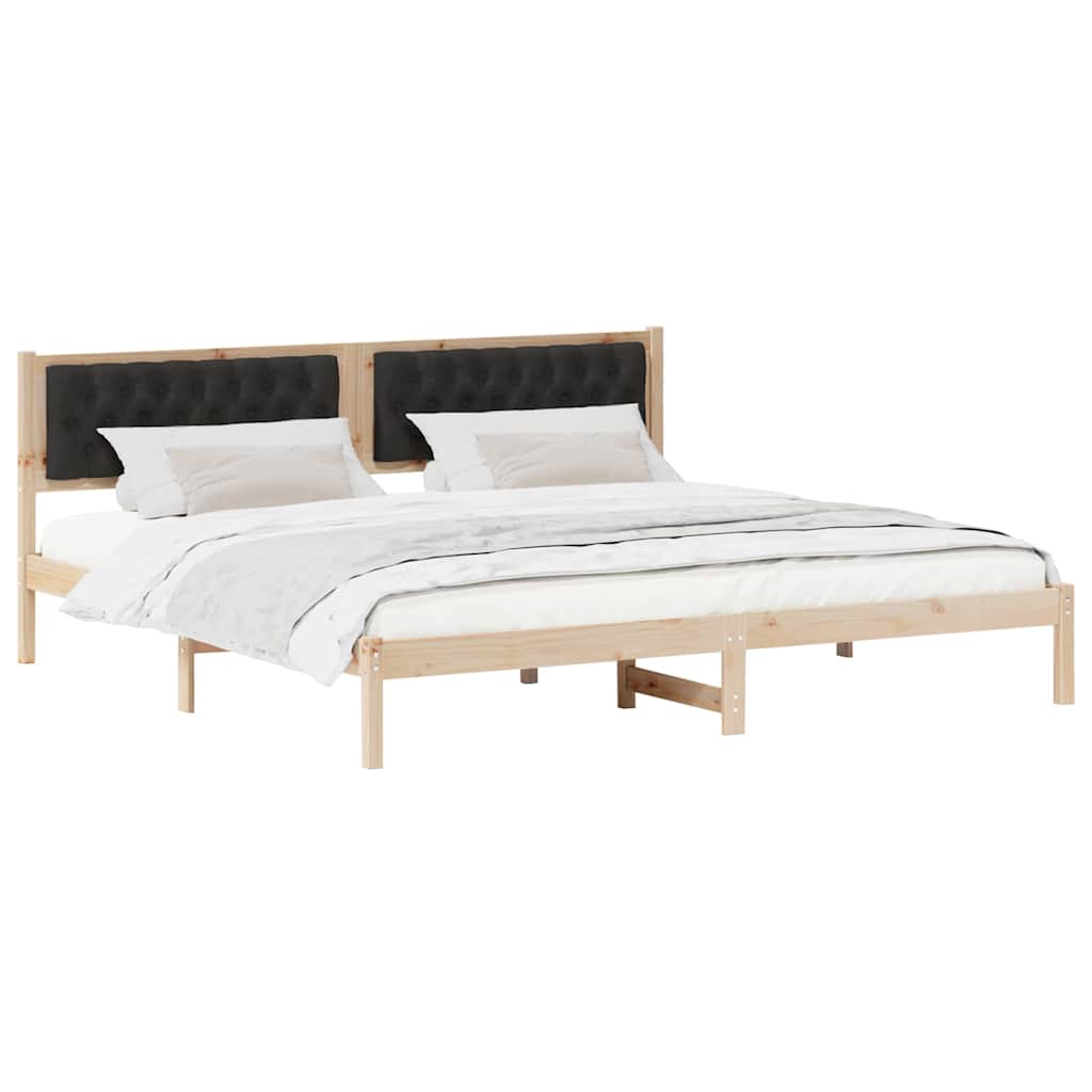 Krevetna konstrukcija Crna 200 x 200 cm Čvrsto borovo drvo