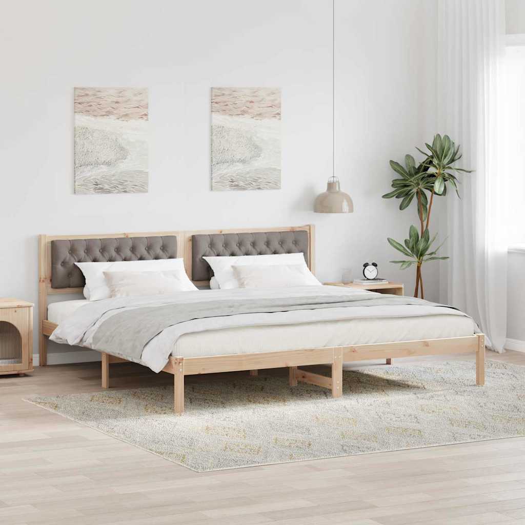 Krevetna konstrukcija s uzglavljem Sivo-smeđa 200 x 200 cm