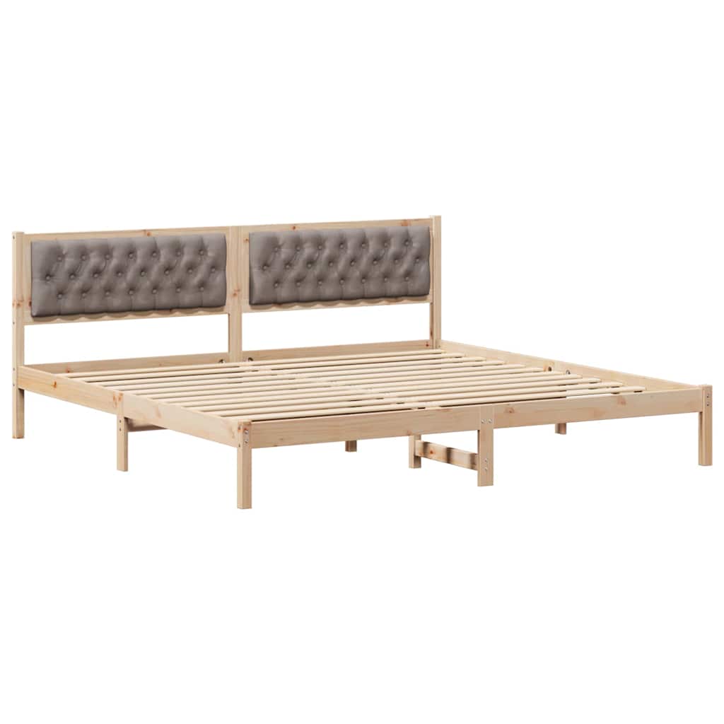 Krevetna konstrukcija s uzglavljem Sivo-smeđa 200 x 200 cm