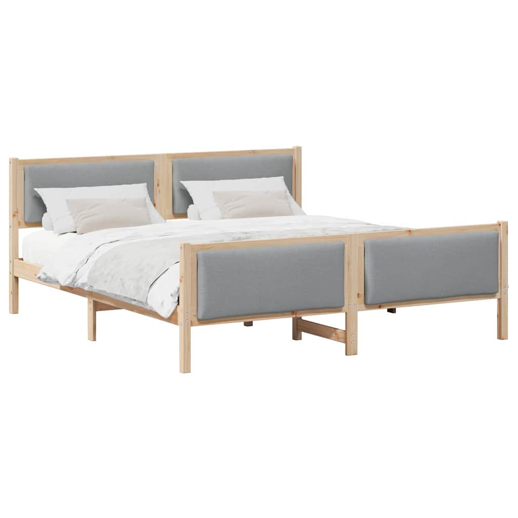 Krevetna konstrukcija Svijetlo siva 200 x 200 cm tkanina