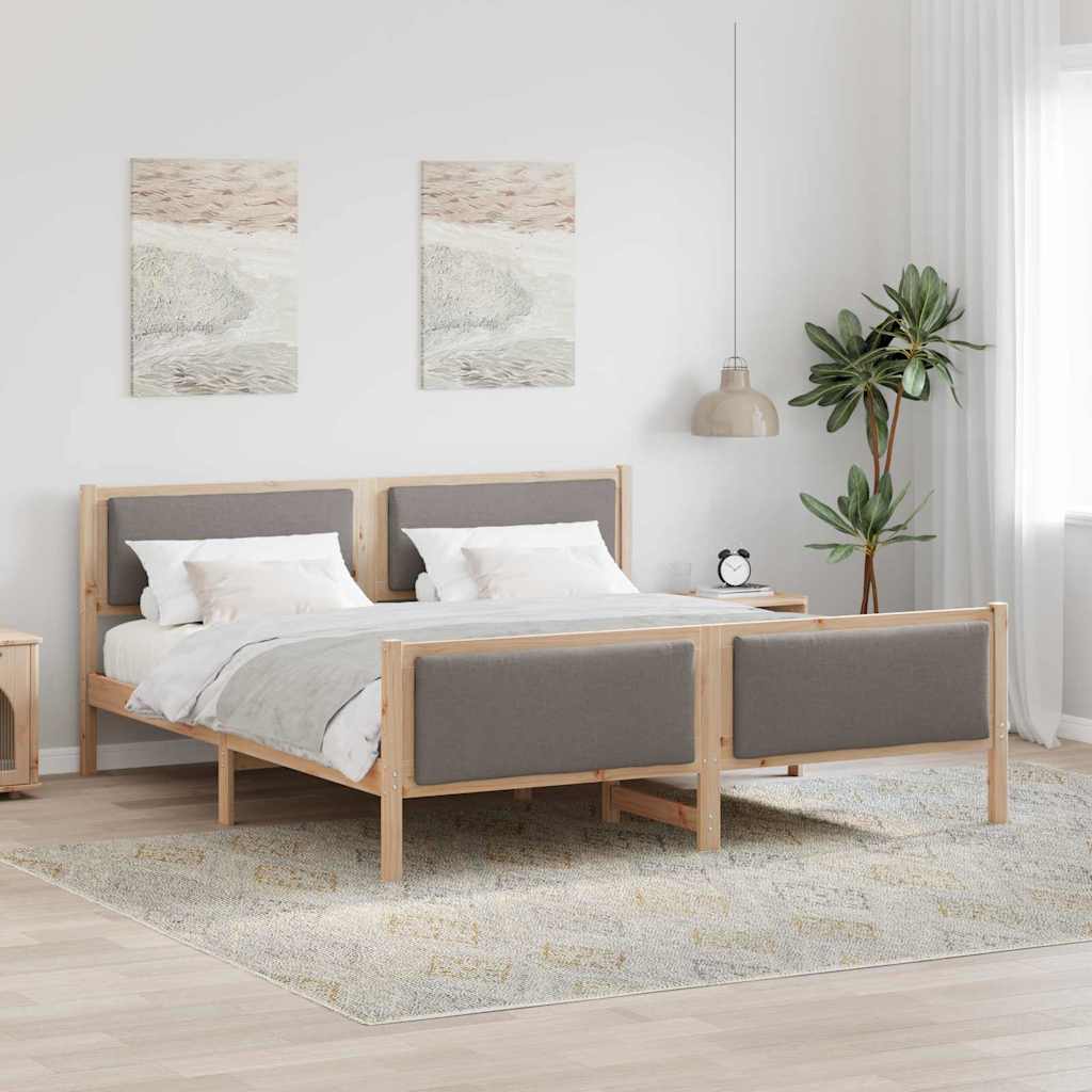 Krevetna konstrukcija Sivo-smeđa 200 x 200 cm tkanina