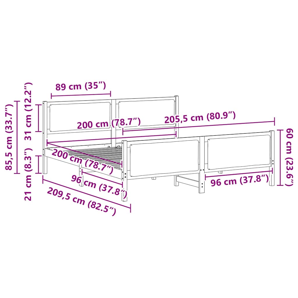 Krevetna konstrukcija Sivo-smeđa 200 x 200 cm tkanina