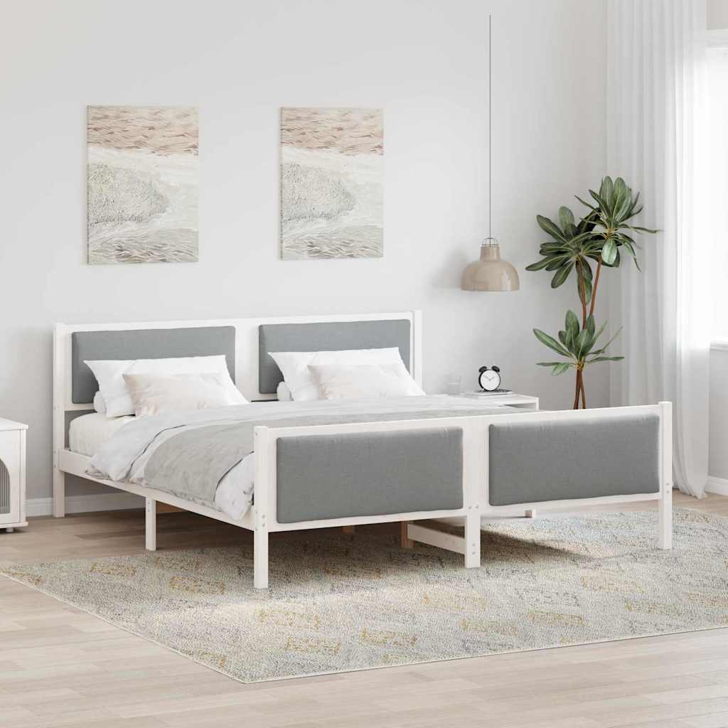 Krevetna konstrukcija Svijetlo siva 200 x 200 cm tkanina