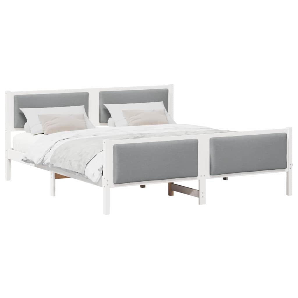 Krevetna konstrukcija Svijetlo siva 200 x 200 cm tkanina