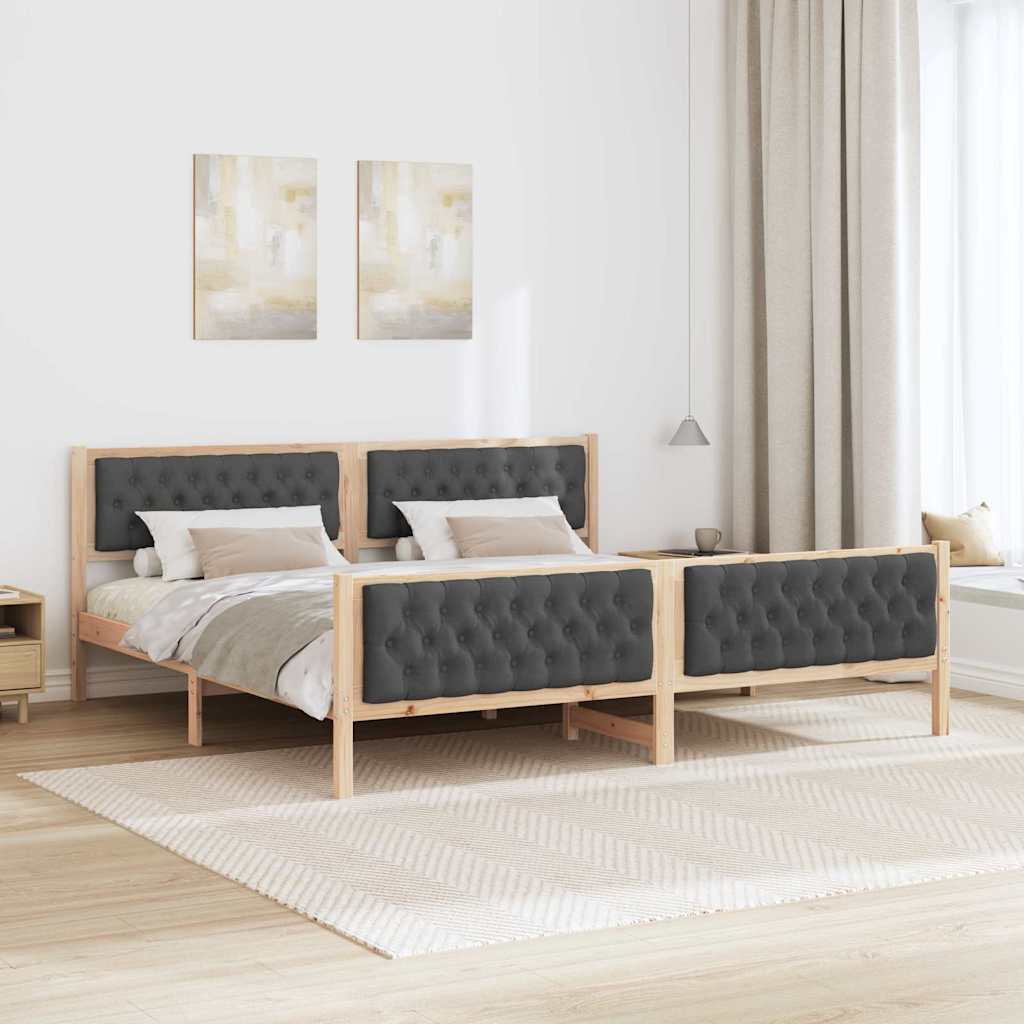 Krevetna konstrukcija s uzglavljem Tamno siva 200 x 200 cm