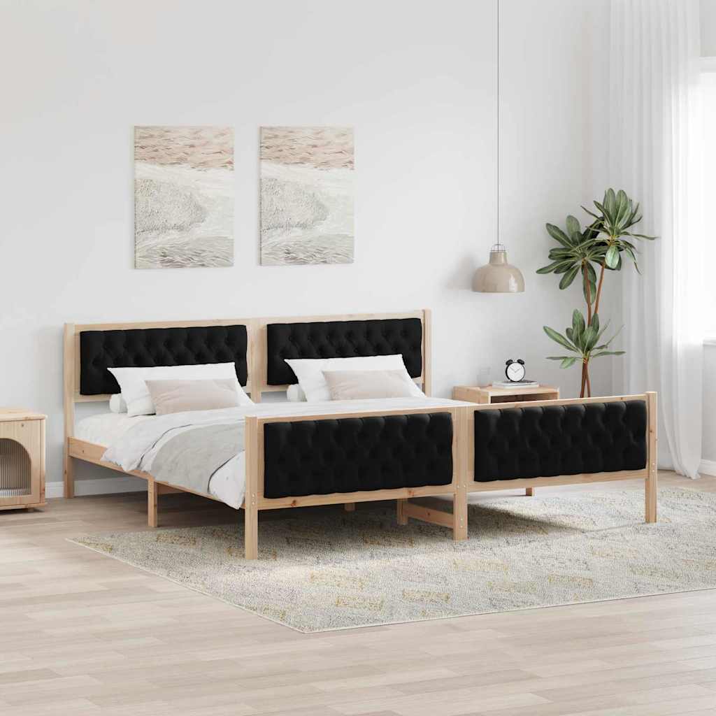Krevetna konstrukcija Crna 200 x 200 cm Čvrsto borovo drvo
