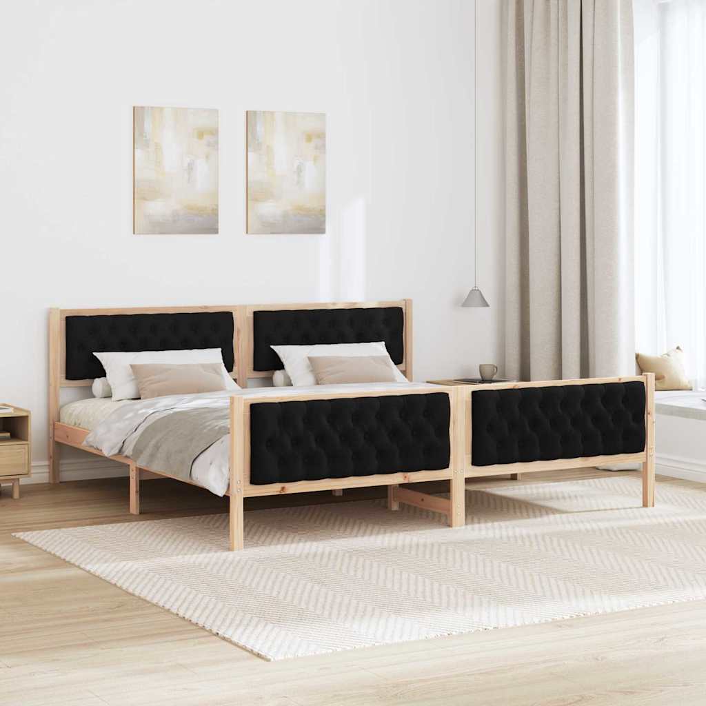Krevetna konstrukcija Crna 200 x 200 cm Čvrsto borovo drvo