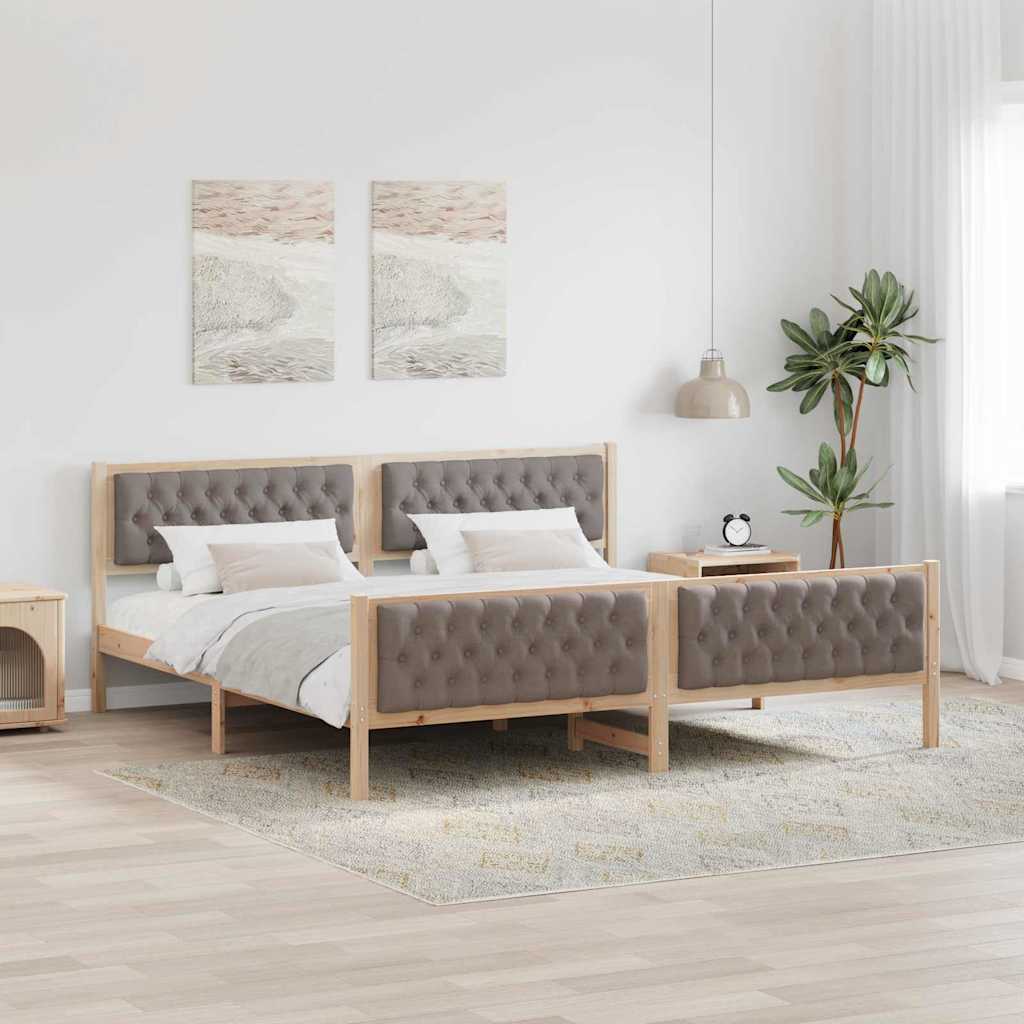 Krevetna konstrukcija s uzglavljem Sivo-smeđa 200 x 200 cm