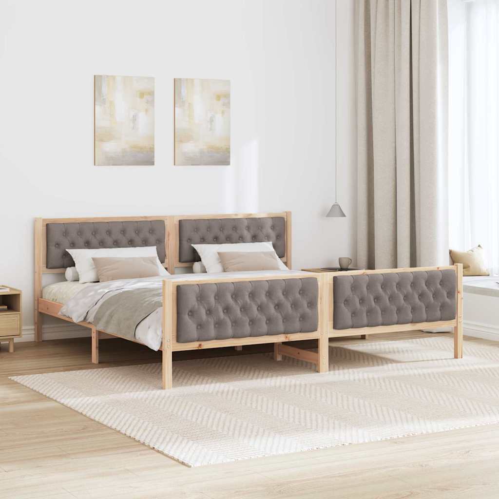 Krevetna konstrukcija s uzglavljem Sivo-smeđa 200 x 200 cm