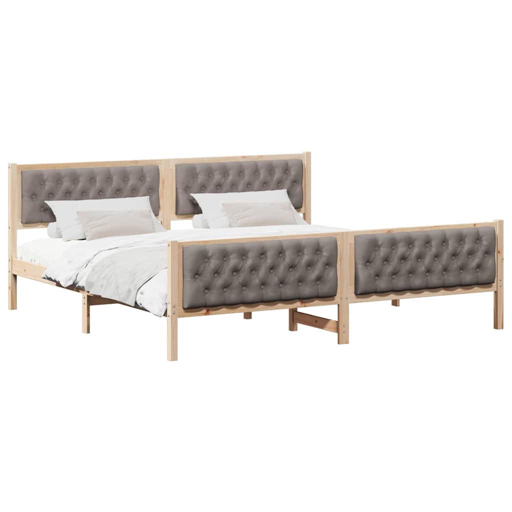 Krevetna konstrukcija s uzglavljem Sivo-smeđa 200 x 200 cm