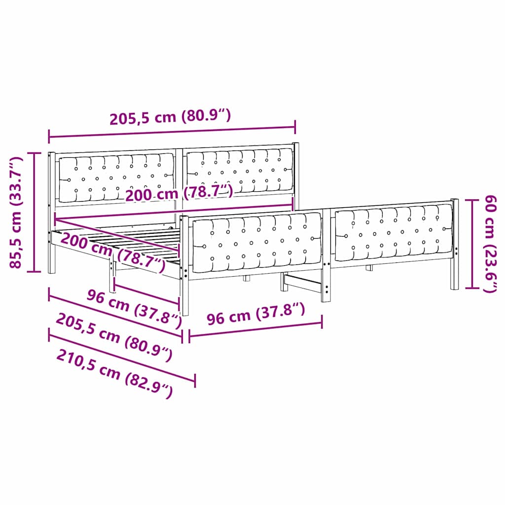 Krevetna konstrukcija s uzglavljem Sivo-smeđa 200 x 200 cm
