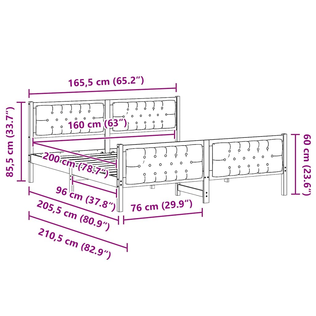 Krevetna konstrukcija s uzglavljem Svijetlo siva 160 x 200 cm