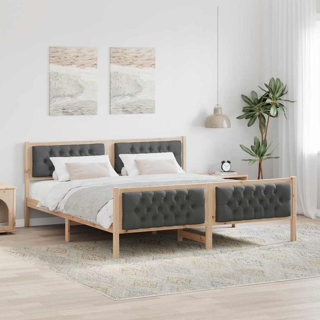 Krevetna konstrukcija s uzglavljem Tamno siva 160 x 200 cm