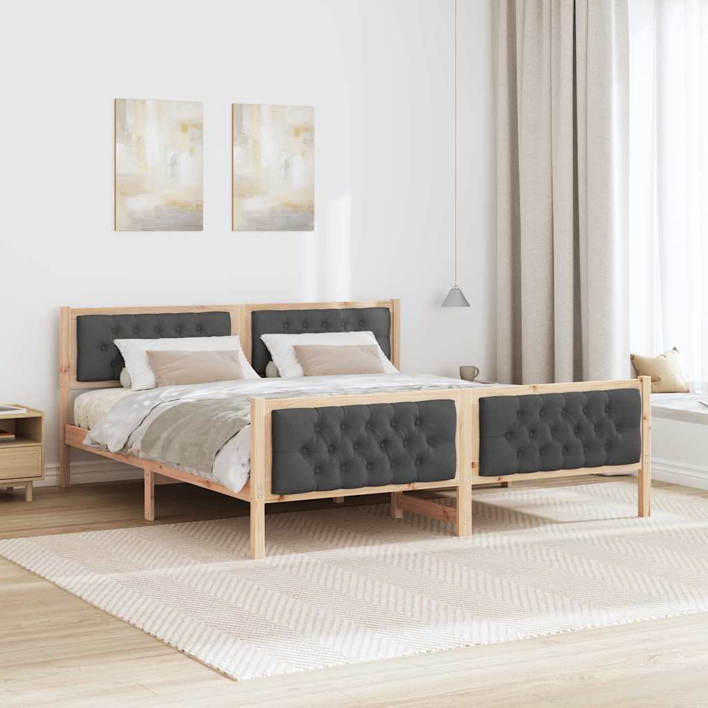 Krevetna konstrukcija s uzglavljem Tamno siva 160 x 200 cm