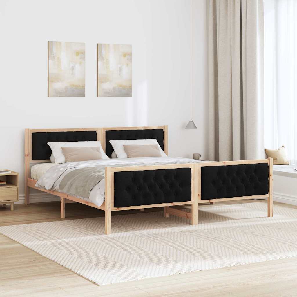 Krevetna konstrukcija Crna 160 x 200 cm Čvrsto borovo drvo