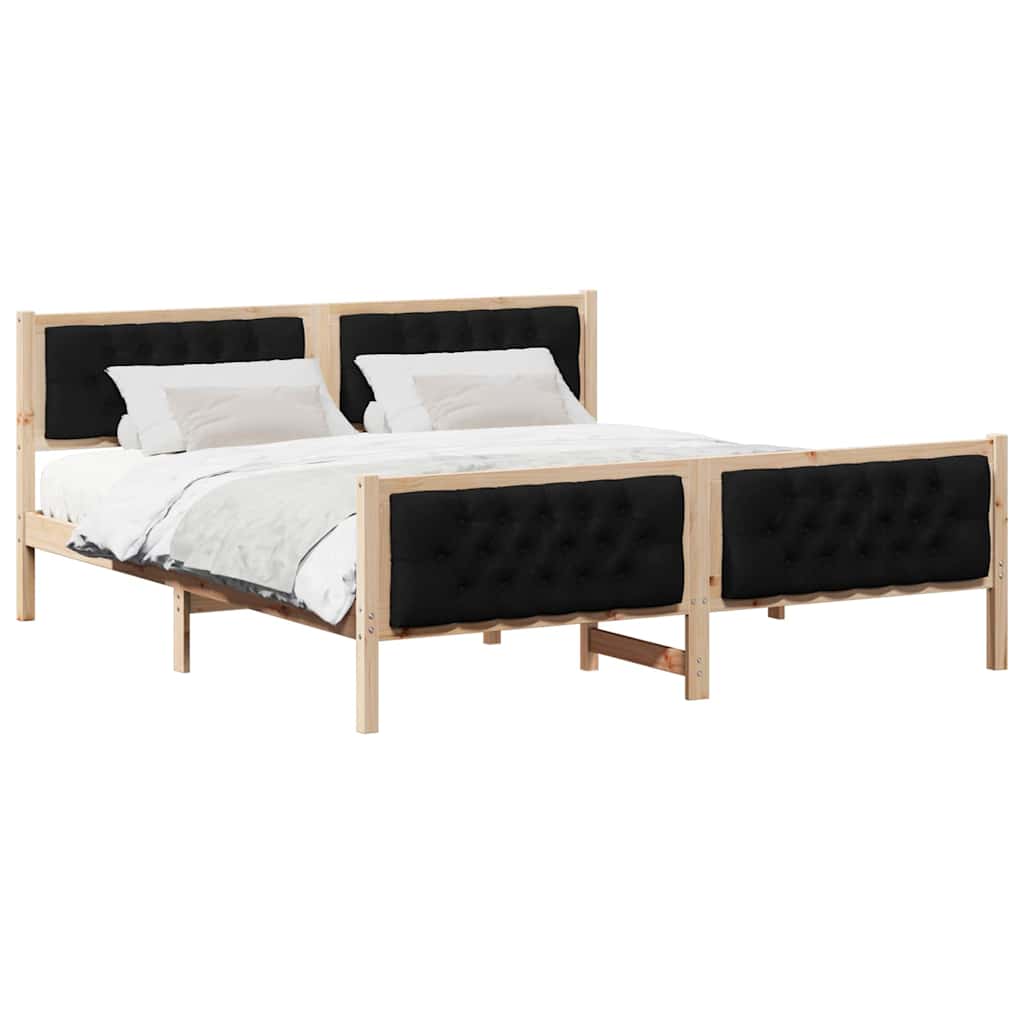 Krevetna konstrukcija Crna 160 x 200 cm Čvrsto borovo drvo