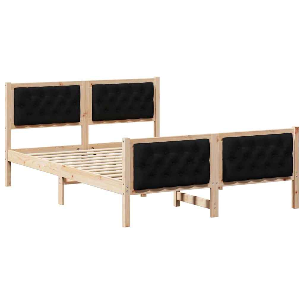 Krevetna konstrukcija Crna 140 x 190 cm Čvrsto borovo drvo