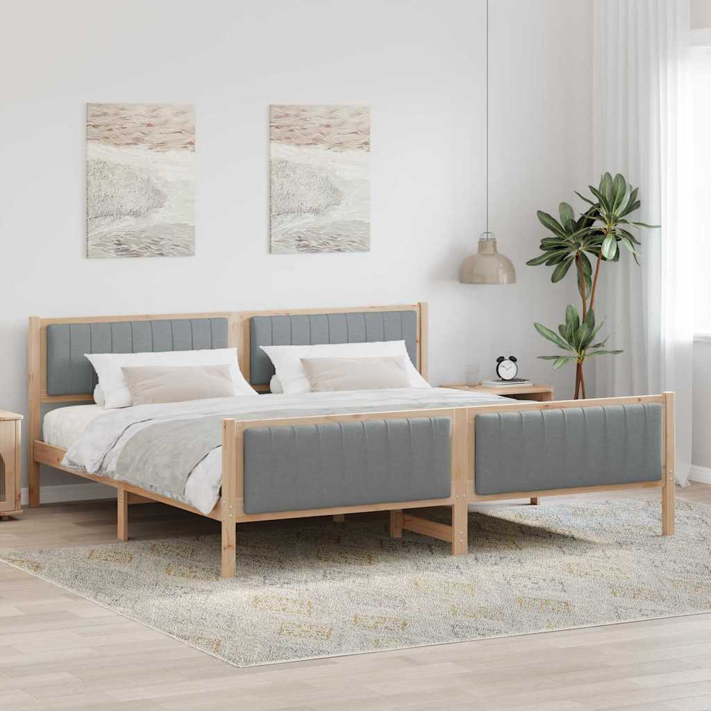 Okvir kreveta s uzglavljem Smeđa i svijetlo siva 200 x 200 cm
