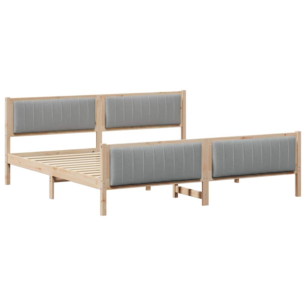 Okvir kreveta s uzglavljem Smeđa i svijetlo siva 200 x 200 cm