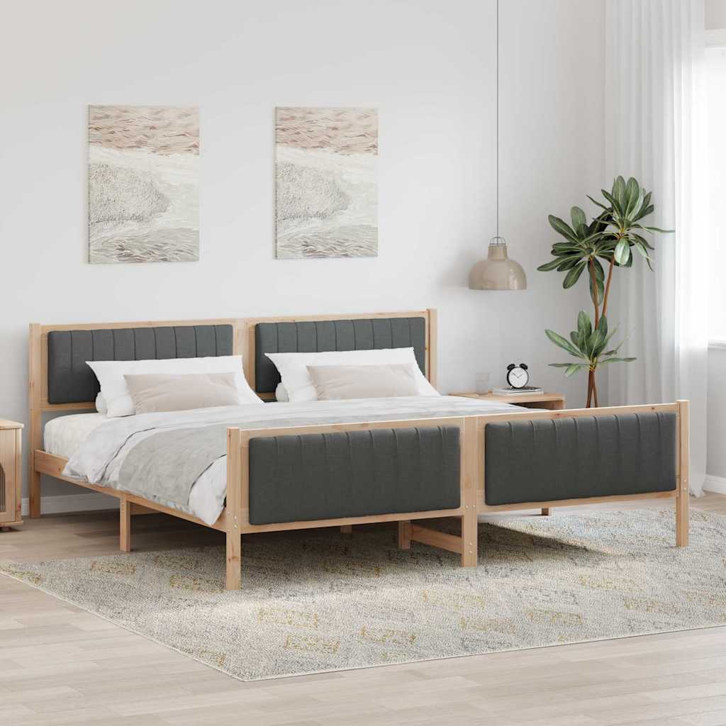 Okvir kreveta smeđe i tamnosivo 200 x 200 cm Masivna borovina