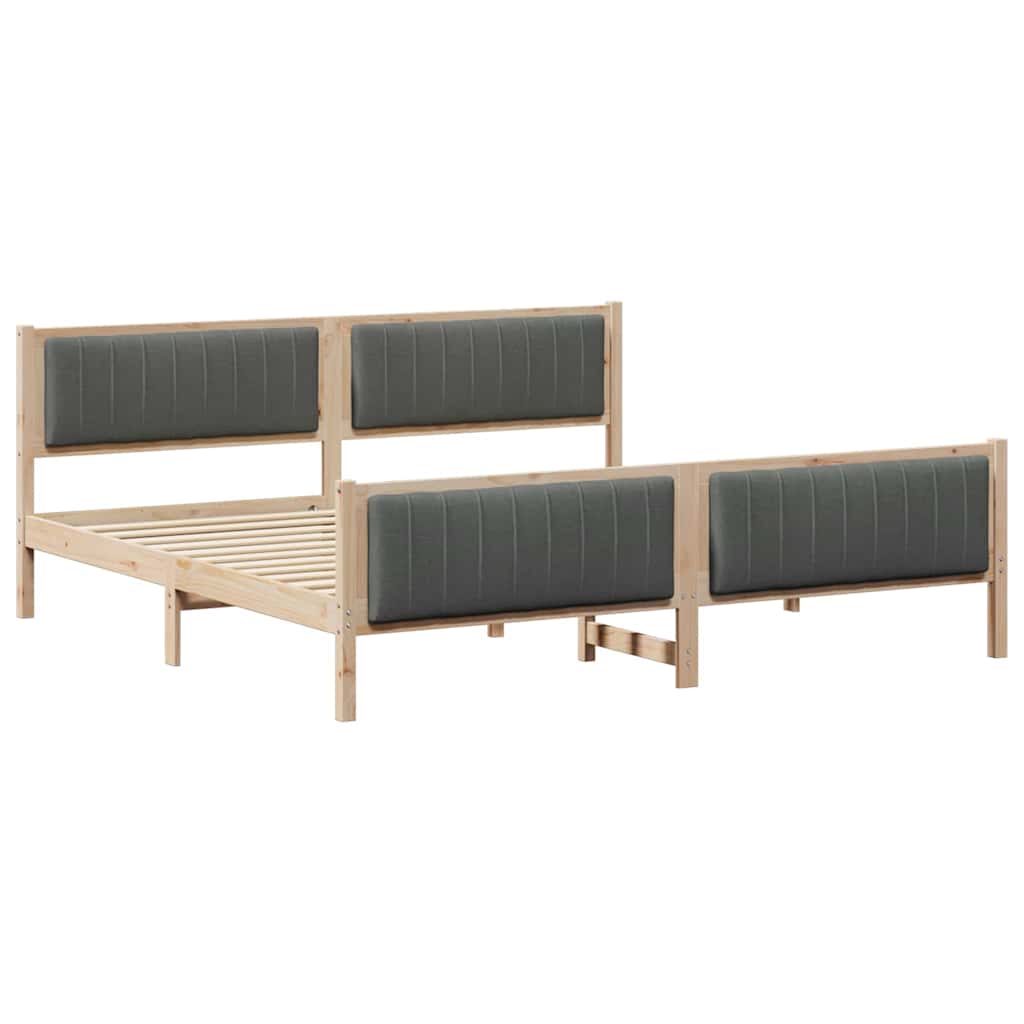 Okvir kreveta smeđe i tamnosivo 200 x 200 cm Masivna borovina