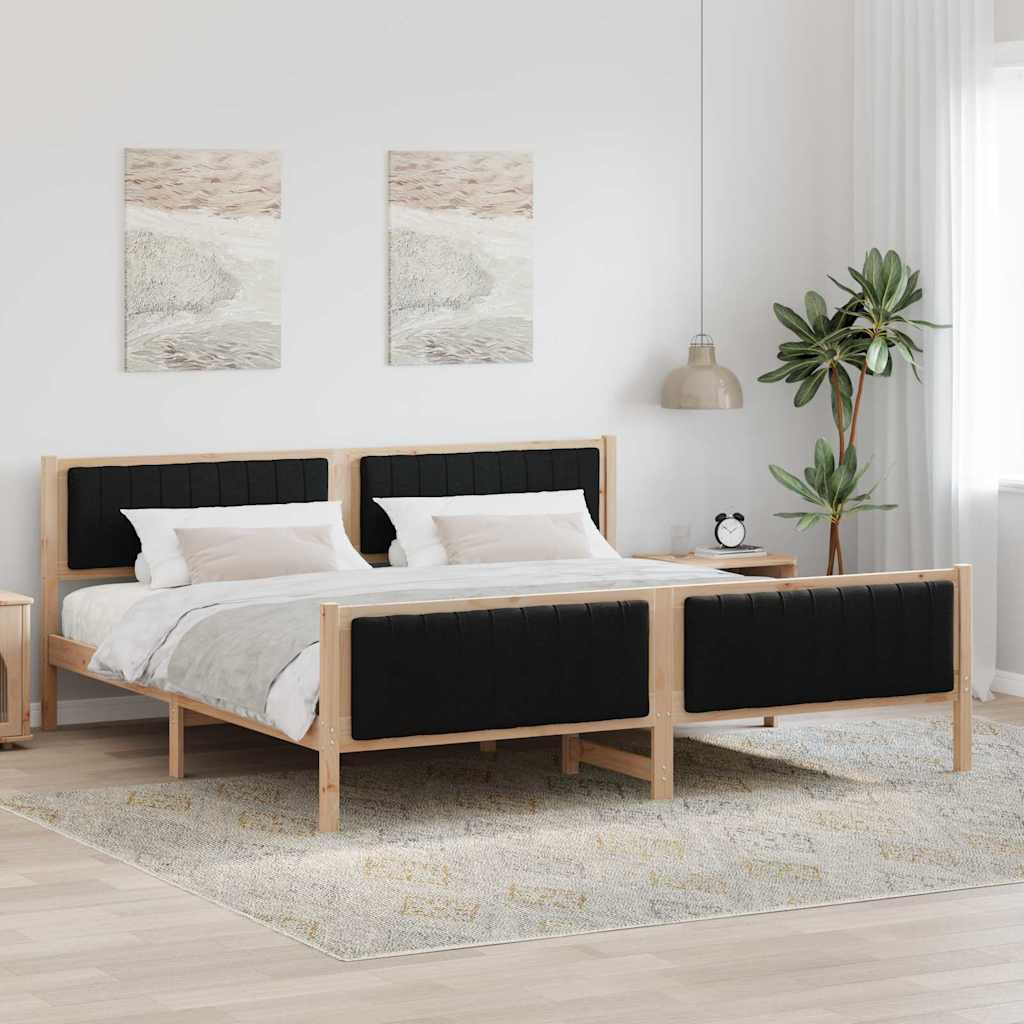 Okvir kreveta Smeđa i crna 200 x 200 cm Masivna borovina