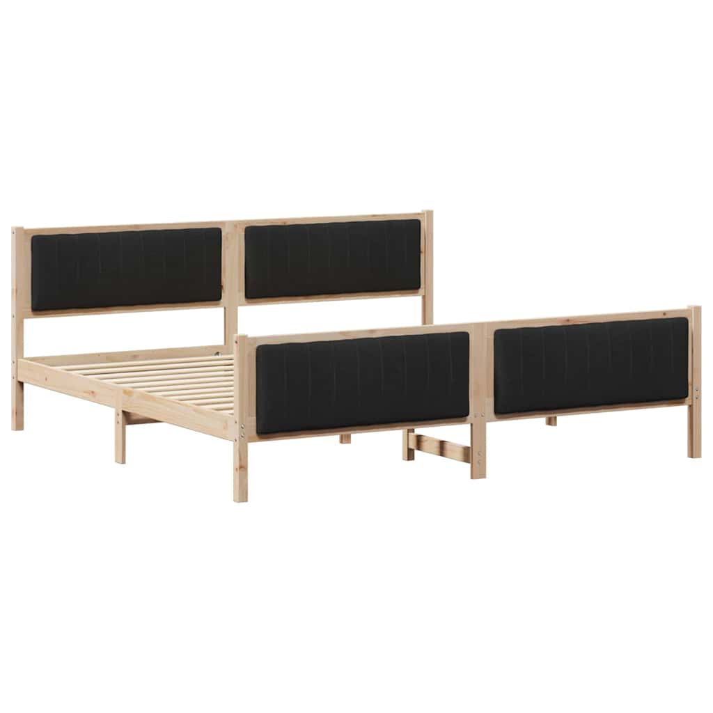 Okvir kreveta Smeđa i crna 200 x 200 cm Masivna borovina