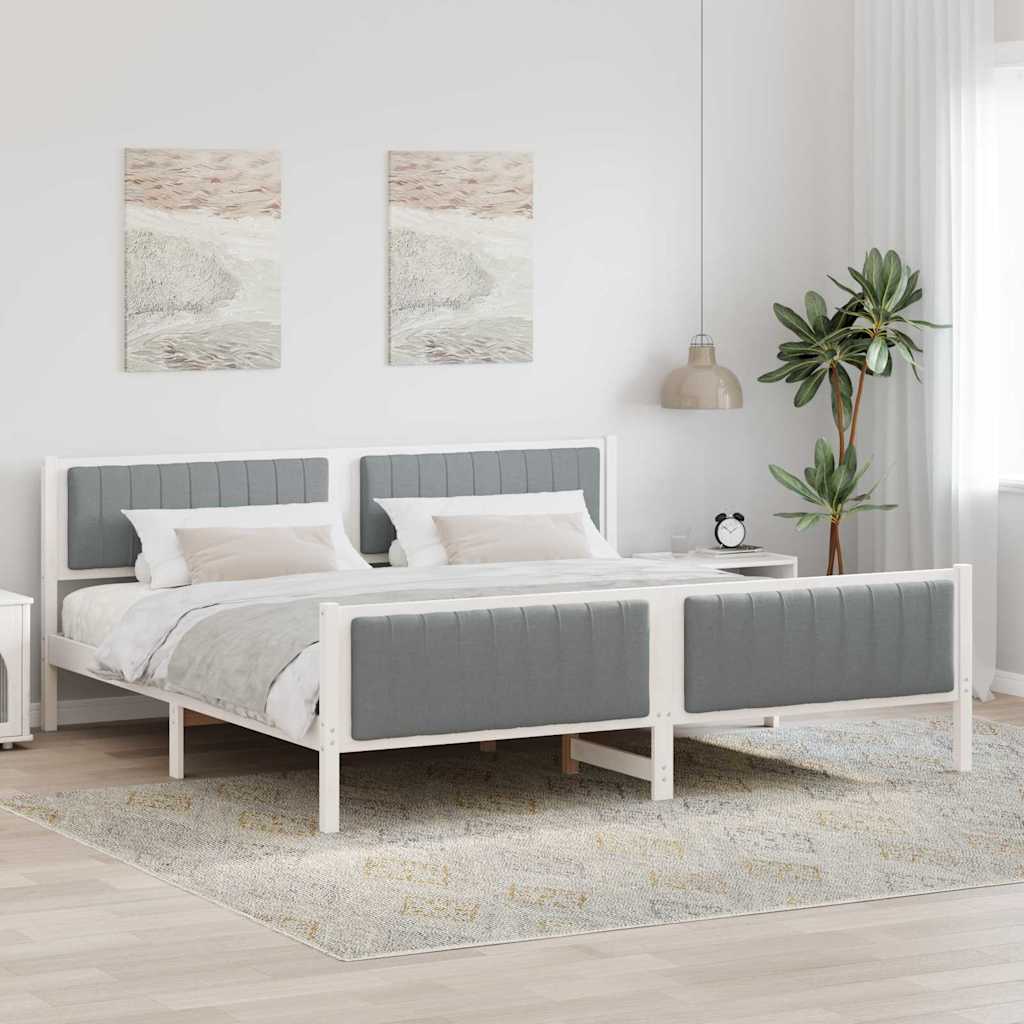 Okvir kreveta s uzglavljem Bijela i svijetlosiva 200 x 200 cm