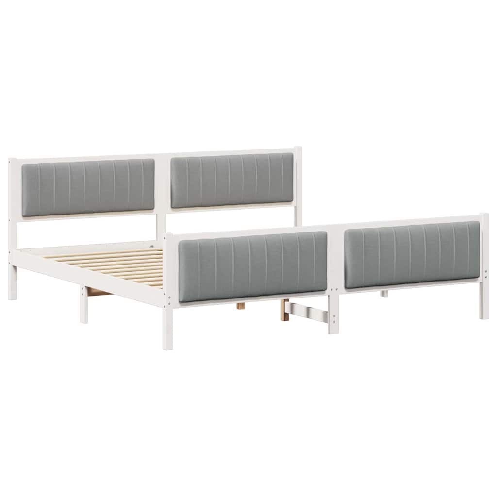 Okvir kreveta s uzglavljem Bijela i svijetlosiva 200 x 200 cm