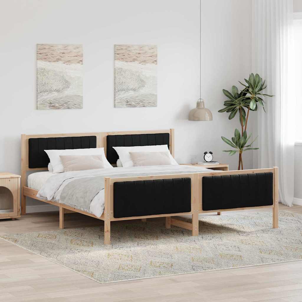 Okvir kreveta Smeđa i crna 180 x 200 cm Masivna borovina