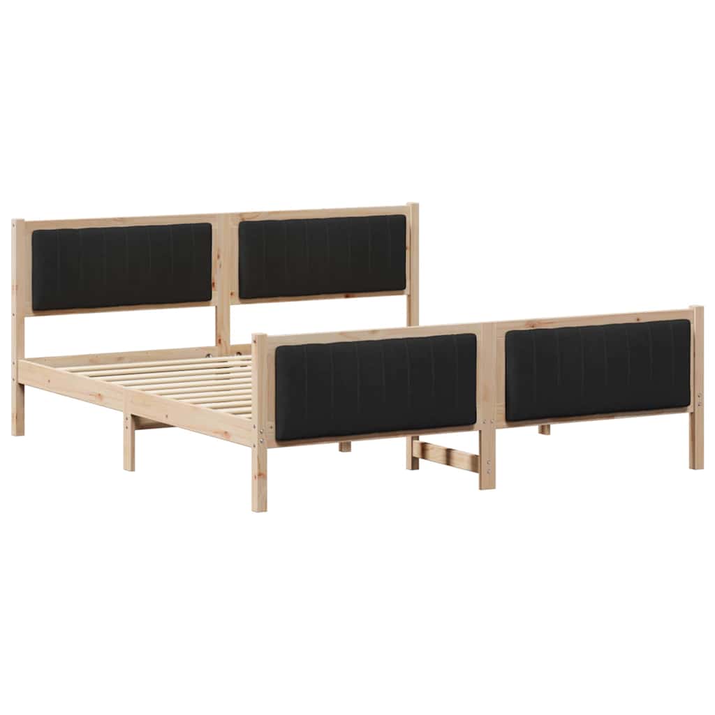 Okvir kreveta Smeđa i crna 180 x 200 cm Masivna borovina