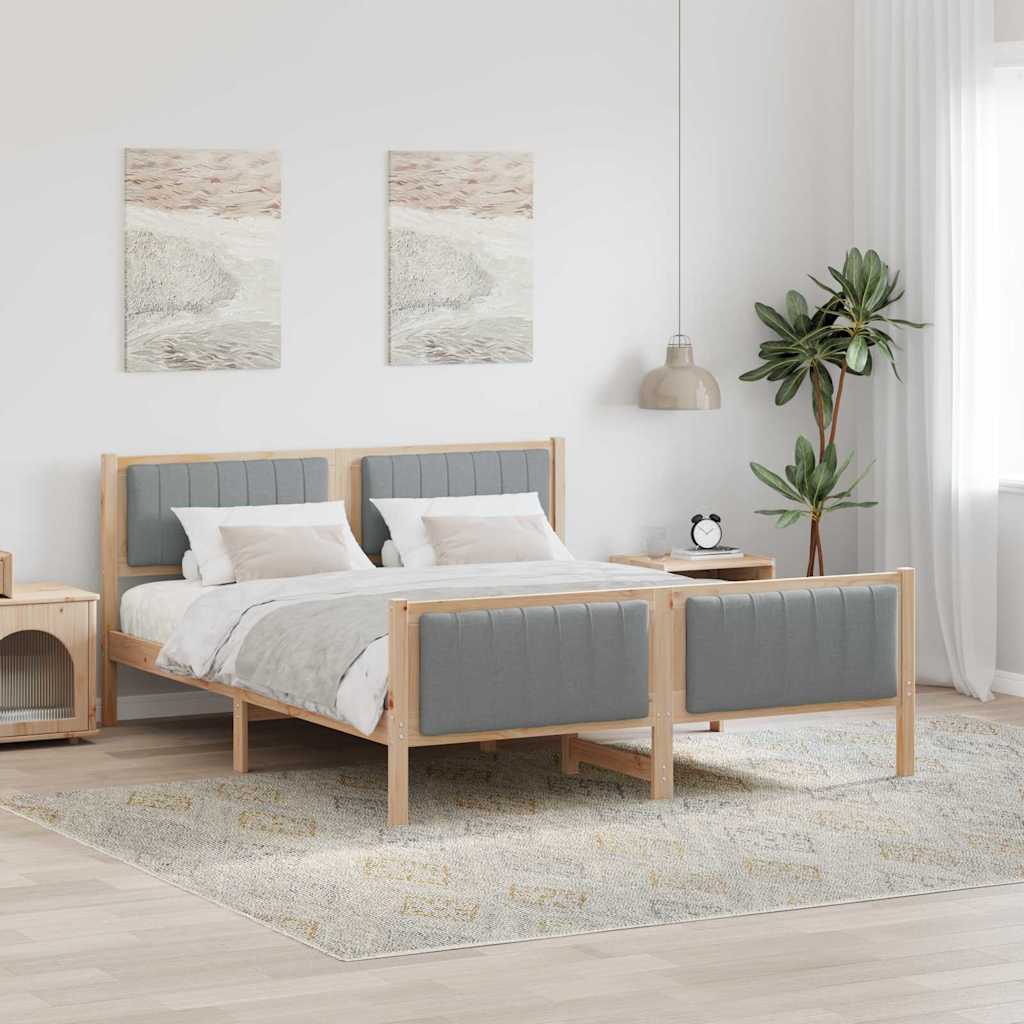 Okvir kreveta s uzglavljem Smeđa i svijetlo siva 160 x 200 cm