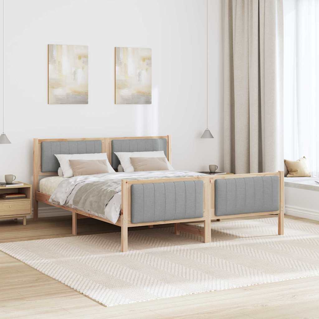 Okvir kreveta s uzglavljem Smeđa i svijetlo siva 160 x 200 cm