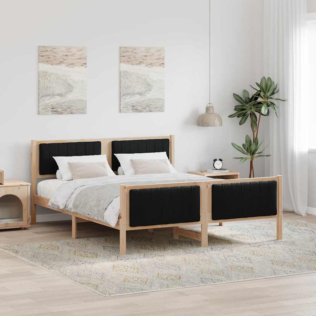 Okvir kreveta Smeđa i crna 160 x 200 cm Masivna borovina