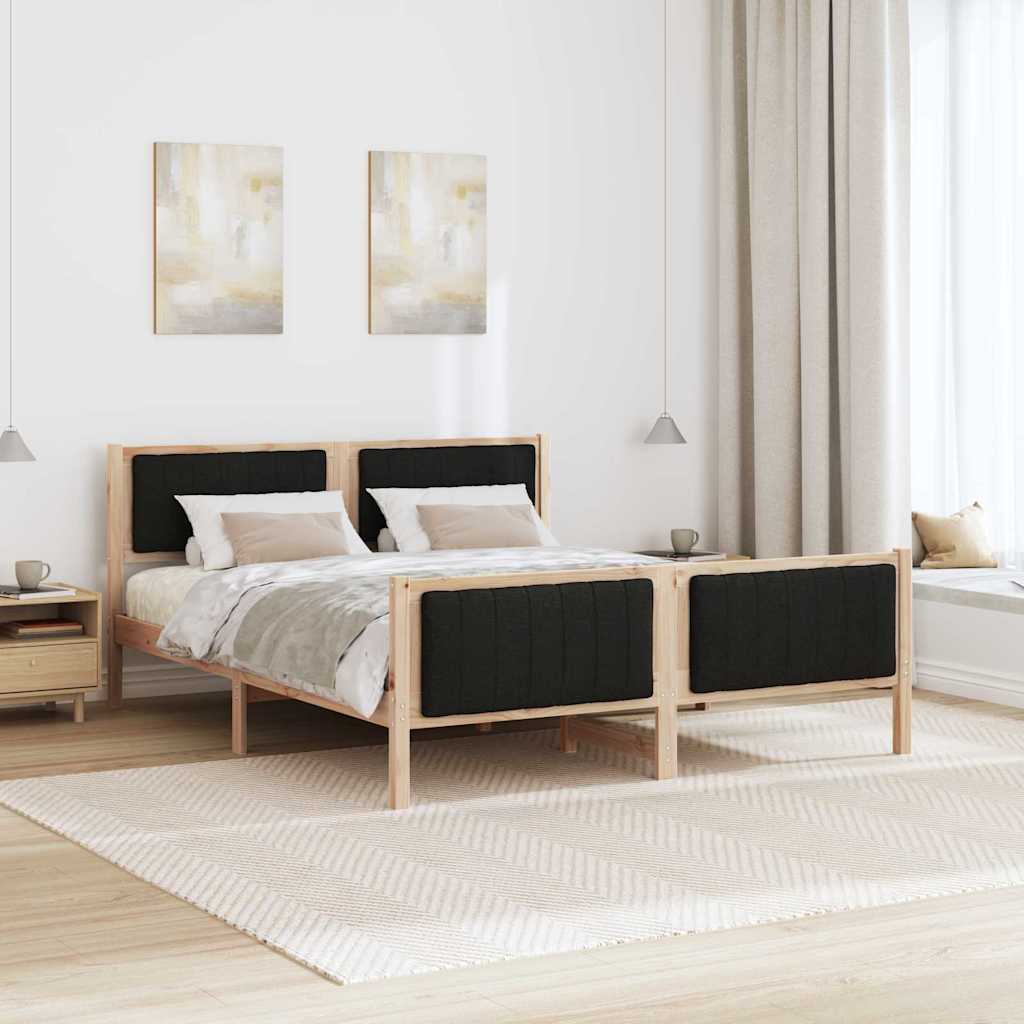 Okvir kreveta Smeđa i crna 160 x 200 cm Masivna borovina