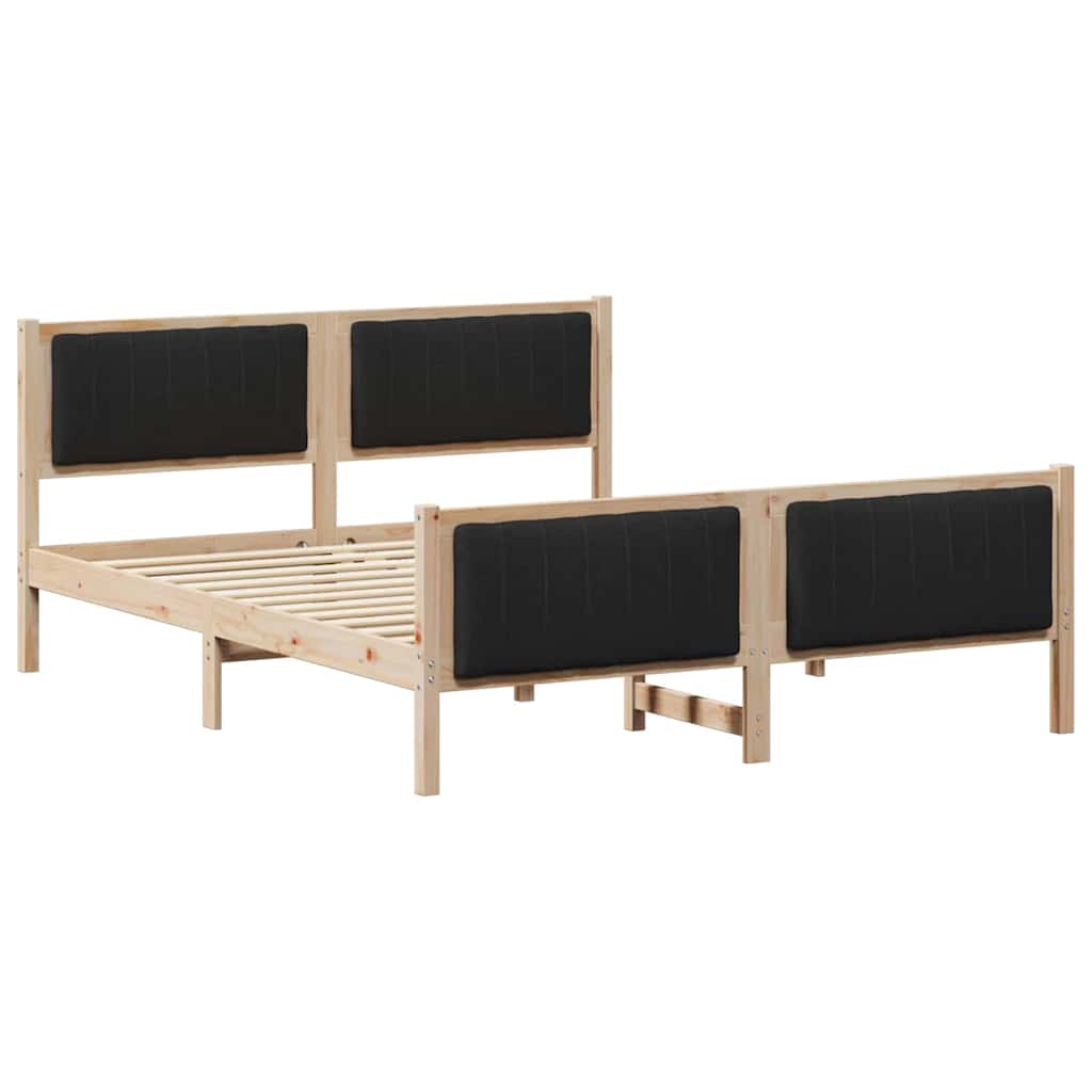 Okvir kreveta Smeđa i crna 150 x 200 cm Masivna borovina